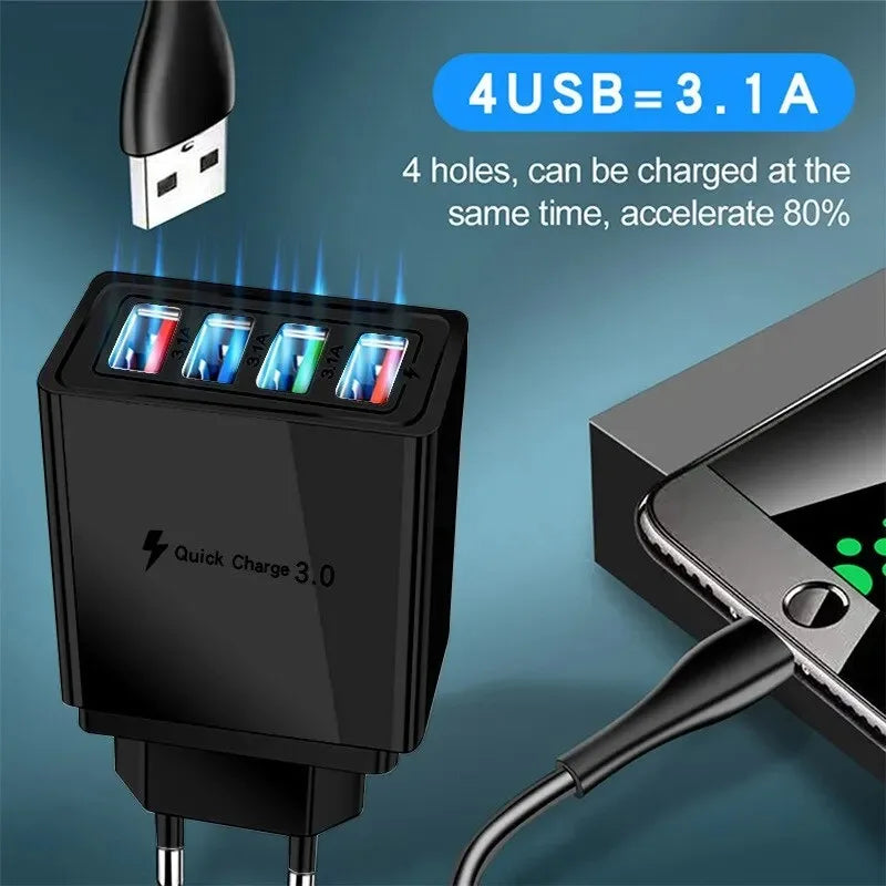 OLPAY 4-Port USB Wall Charger 45W – Quick Charge 3.0 EU/US USB Wall Charger HIP