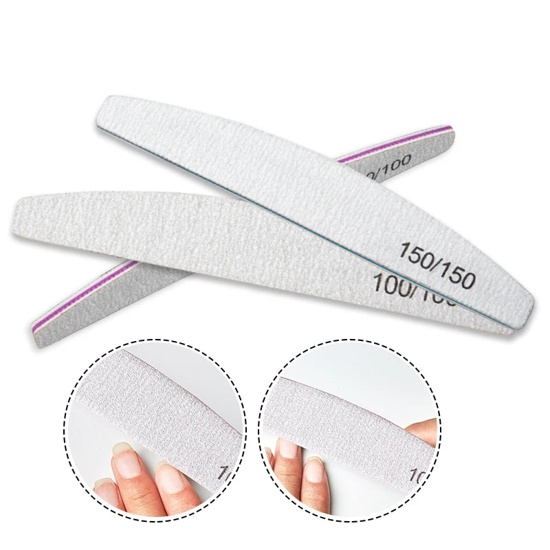 Professional Half Moon Nail Files 80–240 Grit | Manicure Set Nail File Set HIP