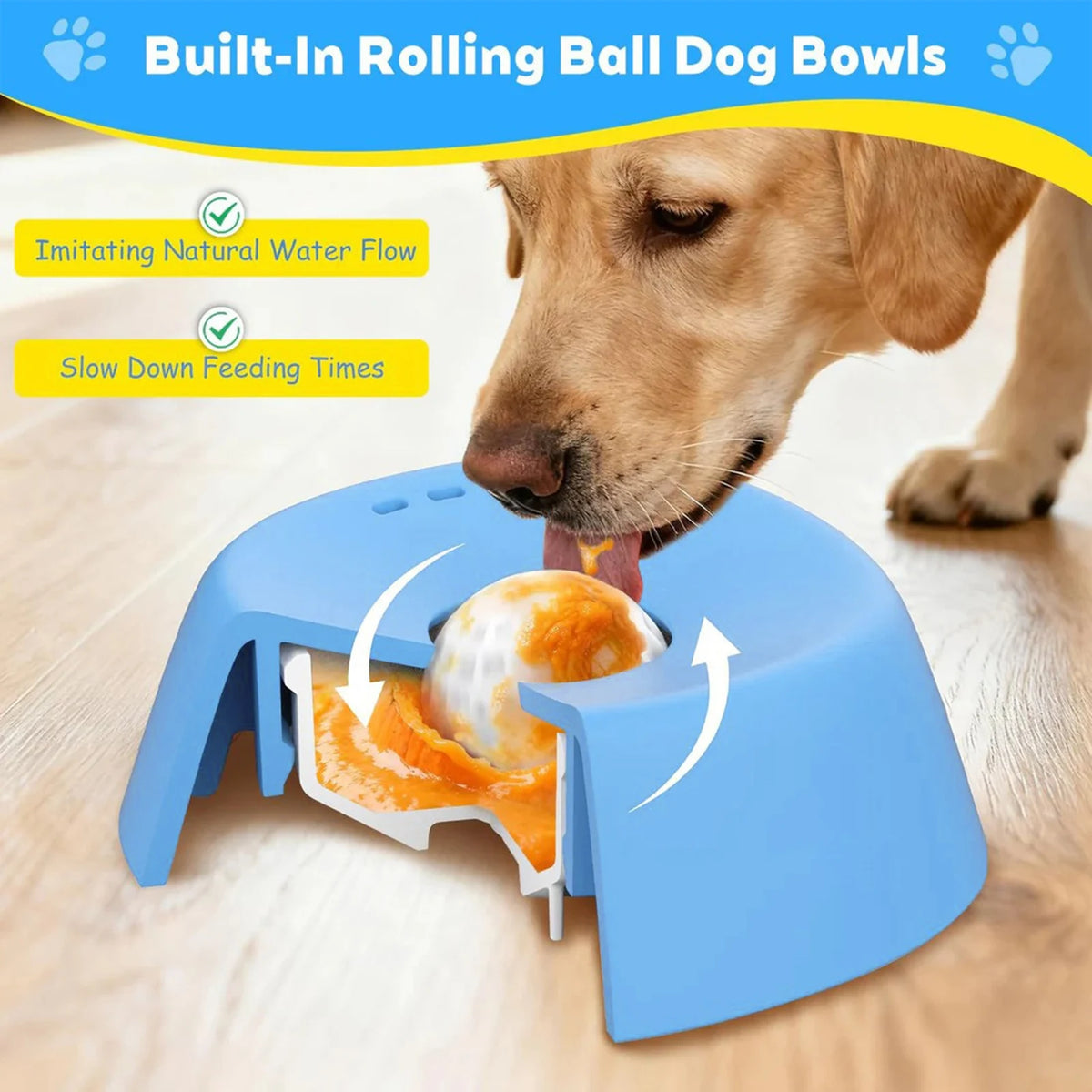 Slow Feeder Lick Bowl Spill Proof Liquid Treat Lick Bowl Dog Licking Ball Treat Dispenser for Bone Broth Yogurt HIP