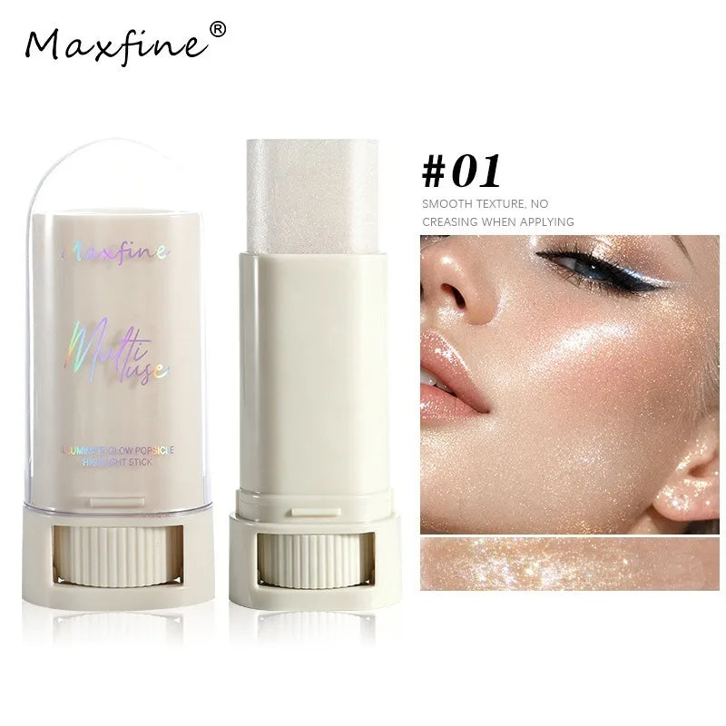 Shimmer Highlighter Stick Face Brightening Contour Stick Cream Glitter Makeup Waterproof Sweat-Proof Multi‑Use Cosmetic Makeup HIP 01