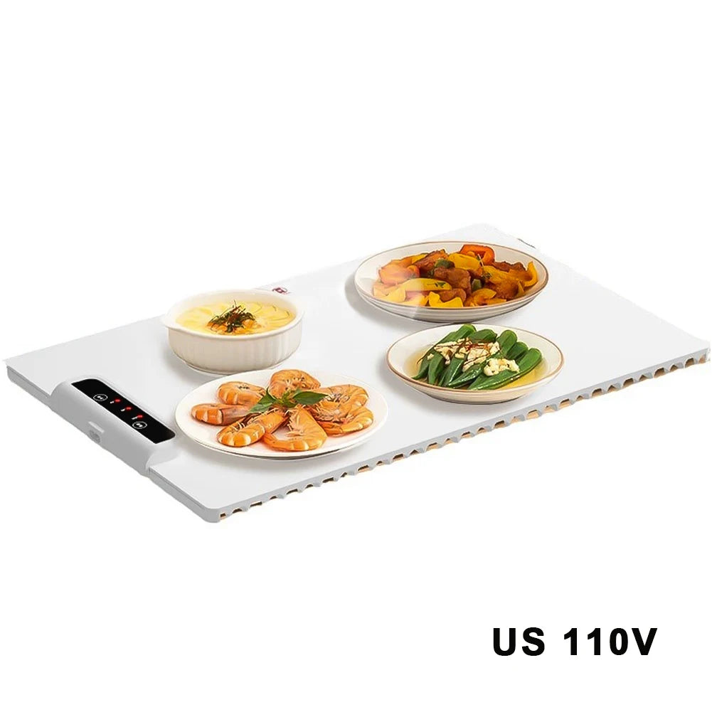 Food Electric Warming Tray Fast Heating Foldable Food Warmer Plate 60°C-100°C Adjustable Temperature Keeps Food Hot Warming Tray HIP US 110V 608 378mm