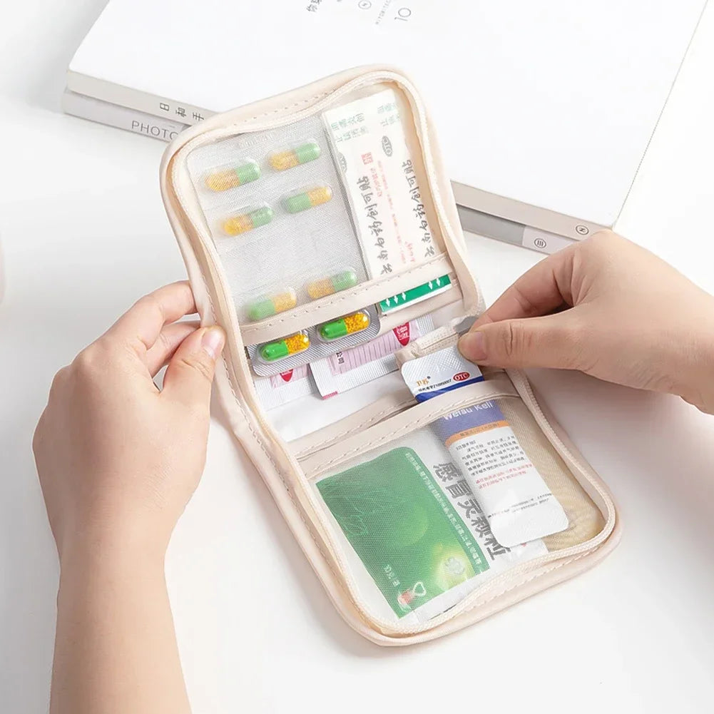 Mini Medical Pouch Portable Foldable Large Opening with Zip Sort First Aid Kit Outdoor Travel Essential Storage Bag HIP