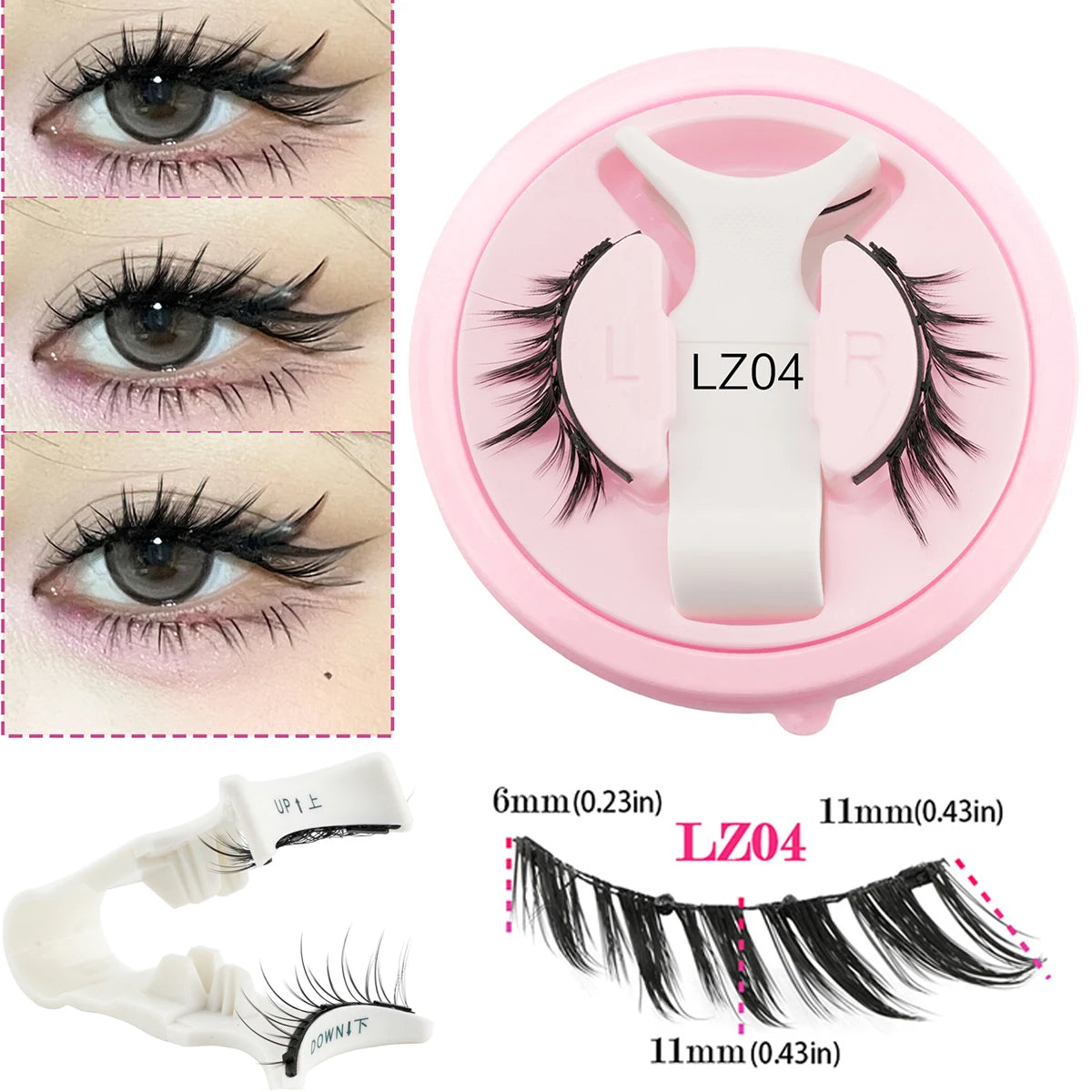 Lanjinglin 1 Pair Reusable Magnetic Eyelashes 3D Natural Mink Lashes No Glue Needed False Eyelashes and Magnetic Tweezers Set HIP LZ04