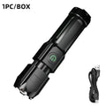 Portable USB Rechargeable Zoomable LED Flashlight | 500LM LED Tactical Flashlight HIP Black