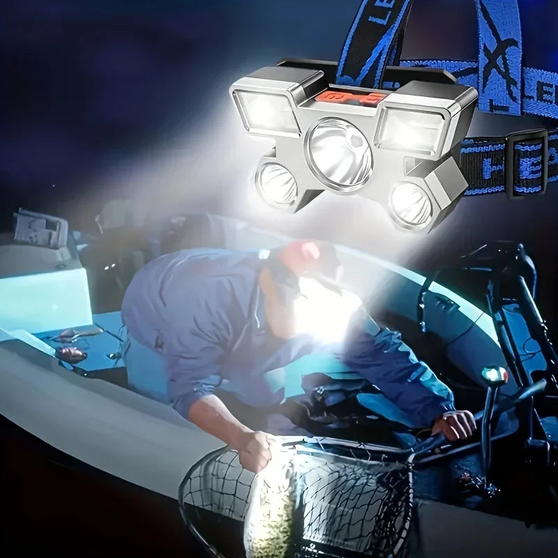 ESMARTER USB Rechargeable LED Headlamp – 4 Modes, Waterproof LED Headlamp HIP