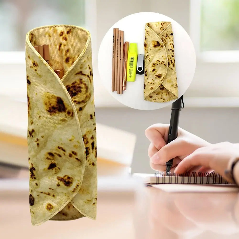 Tortilla Burrito Roll Pencil Case – Funny Canvas Pouch Novelty Pencil Case HIP