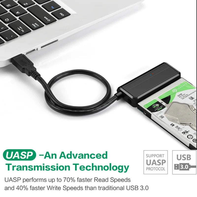 USB 3.0 to SATA Adapter Cable with DC Power Port – HDD & SSD SATA USB Adapter Cable HIP