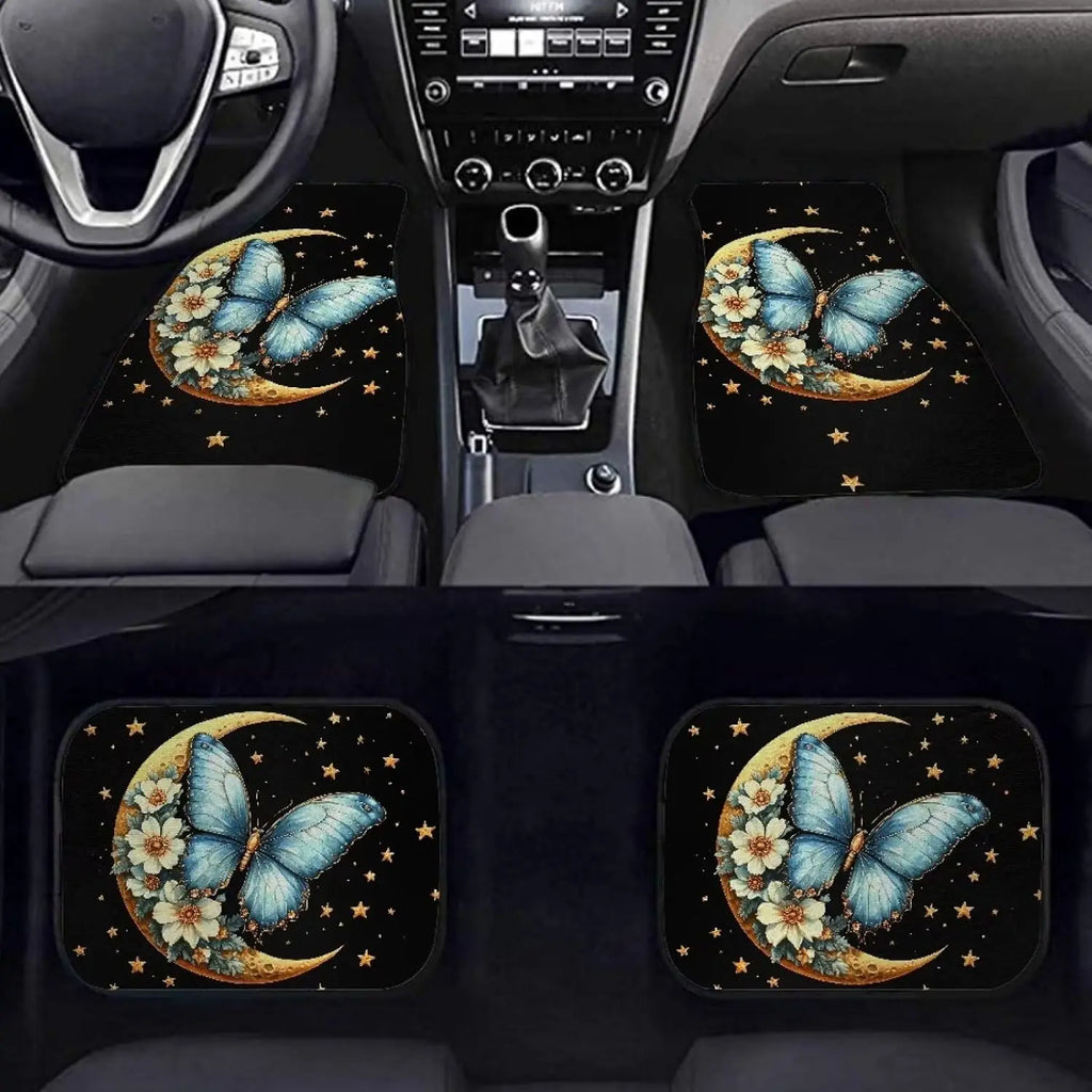 Butterfly Floral Moon Car Floor Mats – Set of 4 All Weather Car Floor Mats HIP