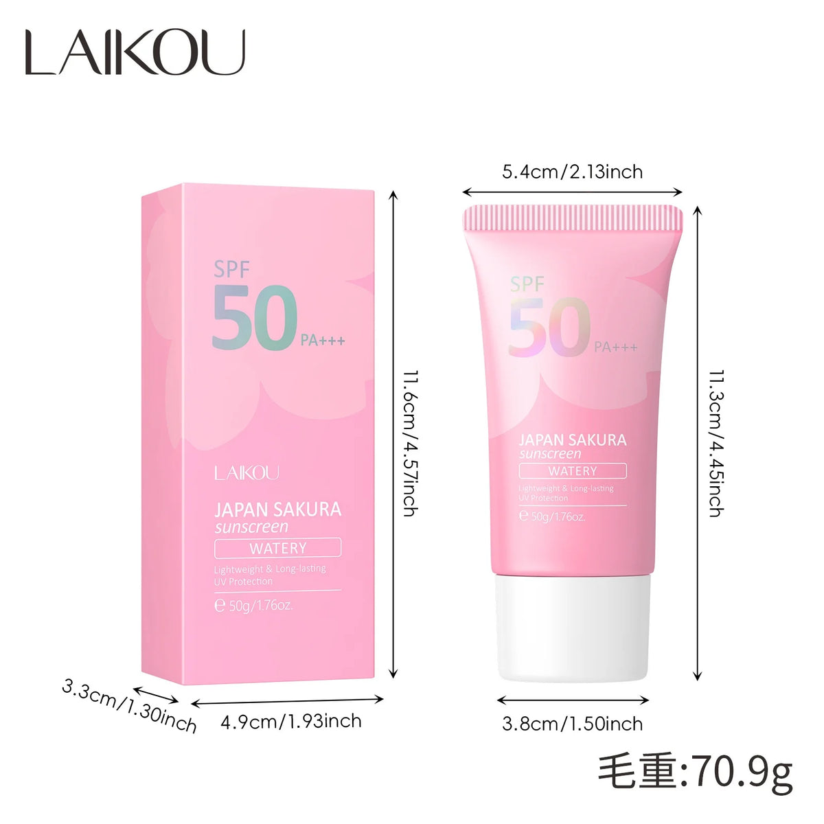 LAIKOU Sakura Sunscreen SPF 50 Primer – UV Protection 50g Sunscreen Primer Cream HIP LK83755H