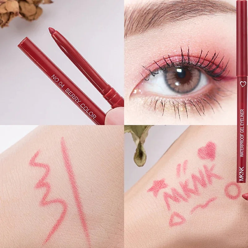 Matte Silkworm Eyeliner Pen Lasting Waterproof Not Blooming Shiny Quick Drying Eye Liner Gel Pen Brown Eye Shadow Pen Makeup HIP 04 Berry Color