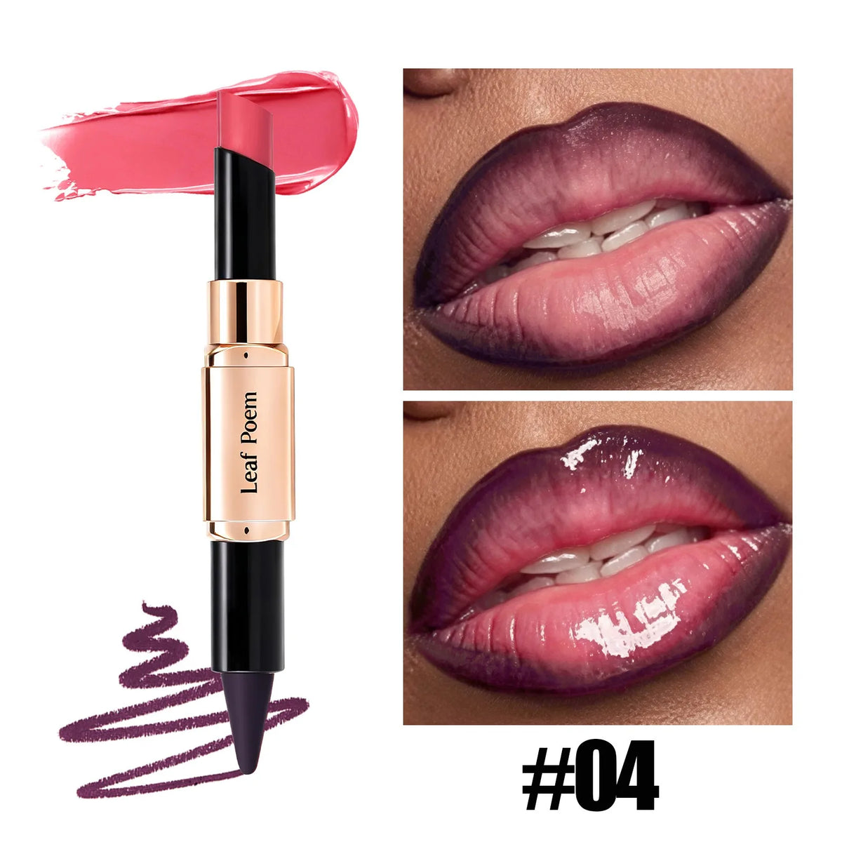 2‑in‑1 Slanted Tip Lip Liner Lipstick Matte Velvet Lip Contour Moisturizing Long Lasting Non‑dry Lip Makeup Daily Party Cosmetic HIP 04