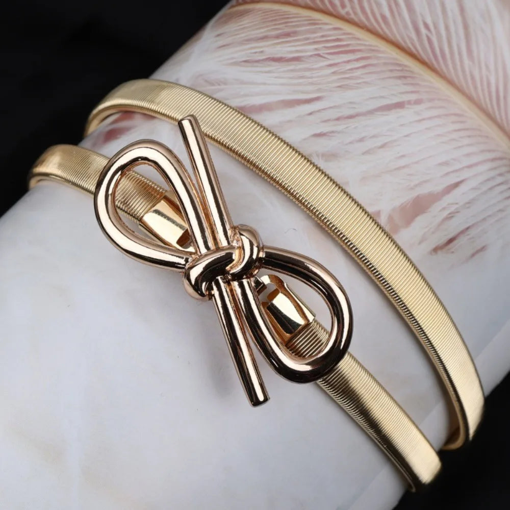 60cm Elastic Gold Silver Leaf Chain Belt for Women Chain Waist Belt HIP 4