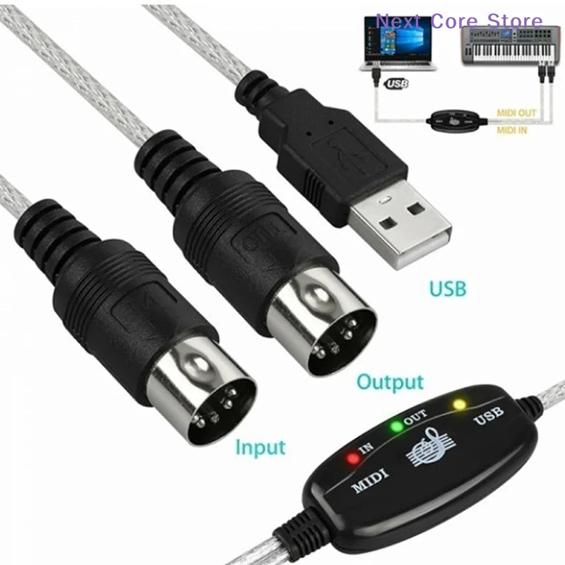 USB to MIDI Cable Converter – 16 Channel IN/OUT Keyboard MIDI USB Adapter HIP