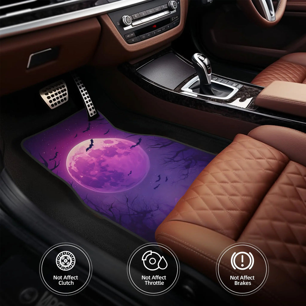 Purple Moon & Bats Car Floor Mats Set of 4 | Cars Trucks SUVs Car Floor Mats HIP