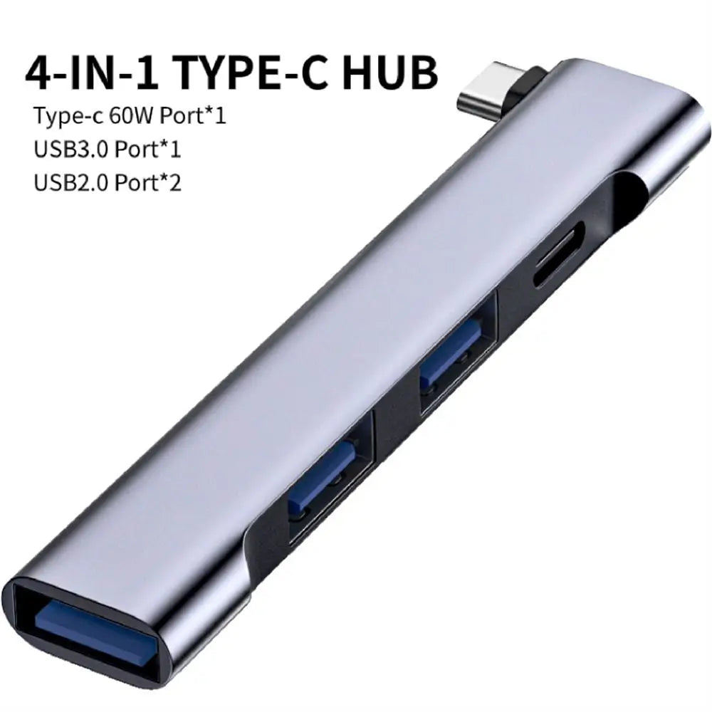 4-in-1 USB 3.0 Hub & USB-C Docking Station | OTG Adapter USB Hub Docking Station HIP Type-C 60W
