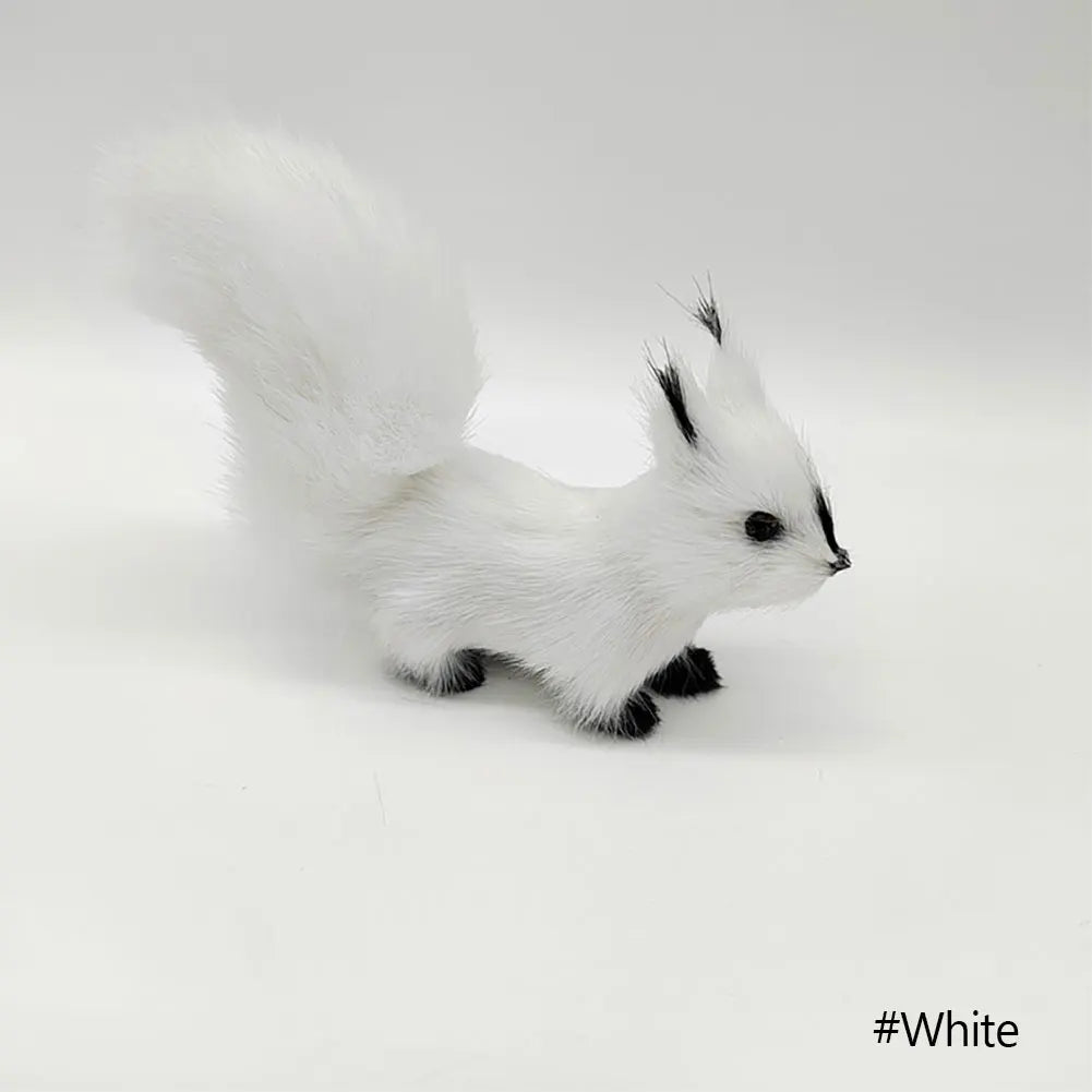 Mini Simulation Squirrel Plush Animal Ornament Christmas Table Decorations Children Birthday Gift Cute Squirrel Miniatures Craft HIP WHITE
