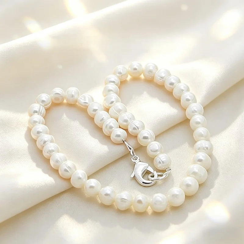 High Quality Fashion Long Pearl Necklace Natural Freshwater Pearl 925 Silver Jewelry For Women Statement Necklace N097 HIP
