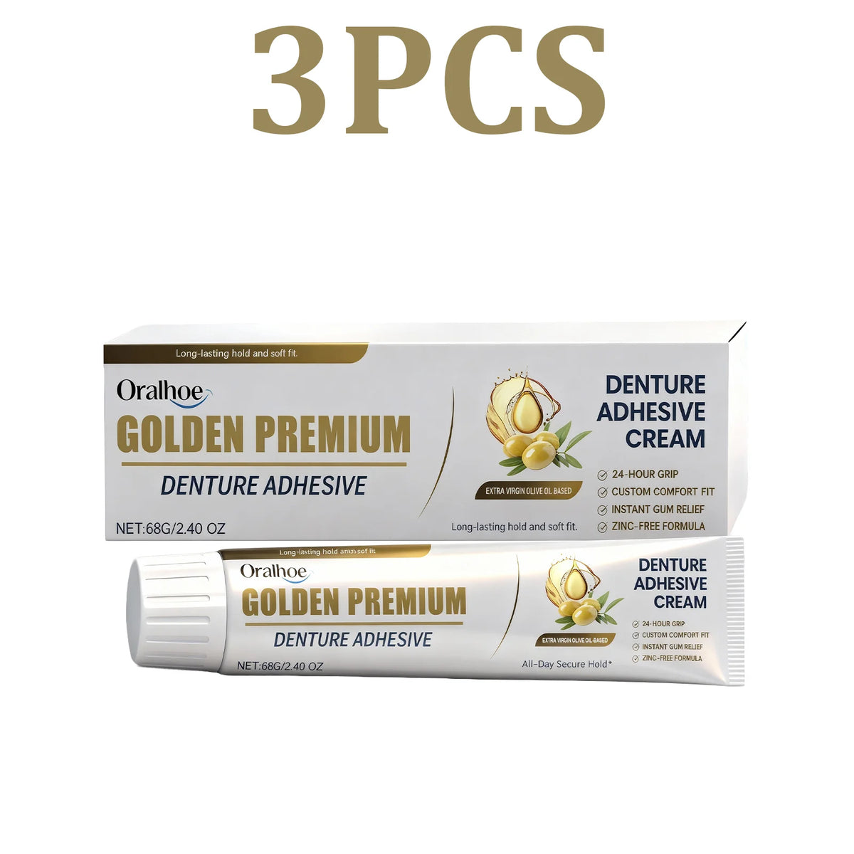 Denture Adhesive Cream – Long-Lasting Secure Hold | 68g Denture Adhesive Cream HIP 3PCS