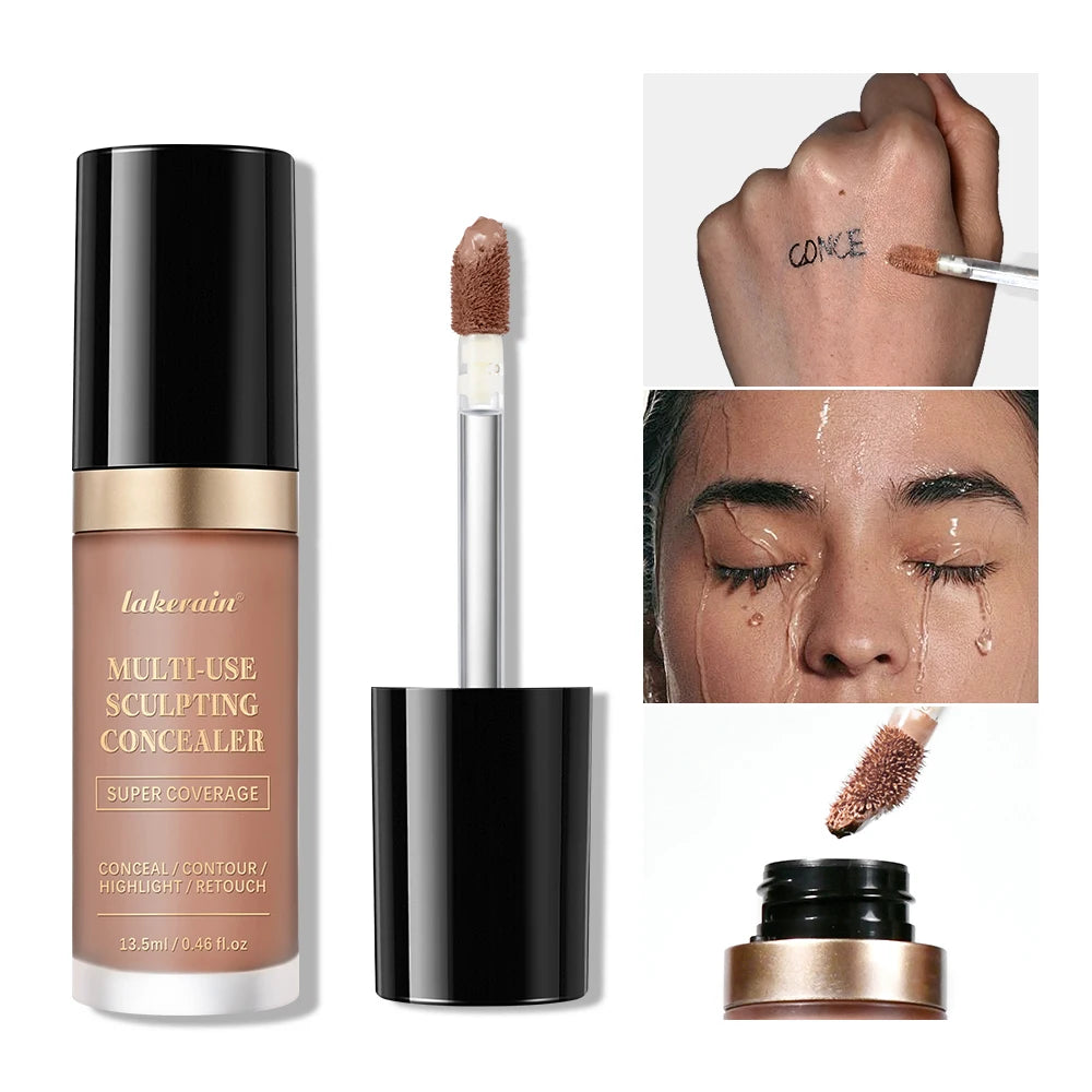 Full Coverage Concealer With Free Brush Matte Foundation Oil Control Long Lasting Face Makeup Multi-Use Highlight Retouch Cream HIP
