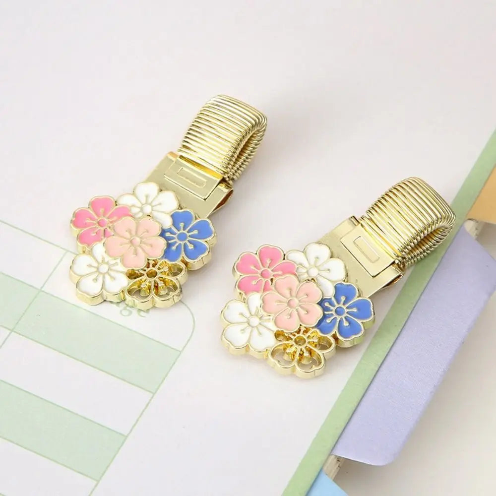 Retro Metal Flower Pen Holder & Notebook Clip – Gold Desk Organizer Clip HIP
