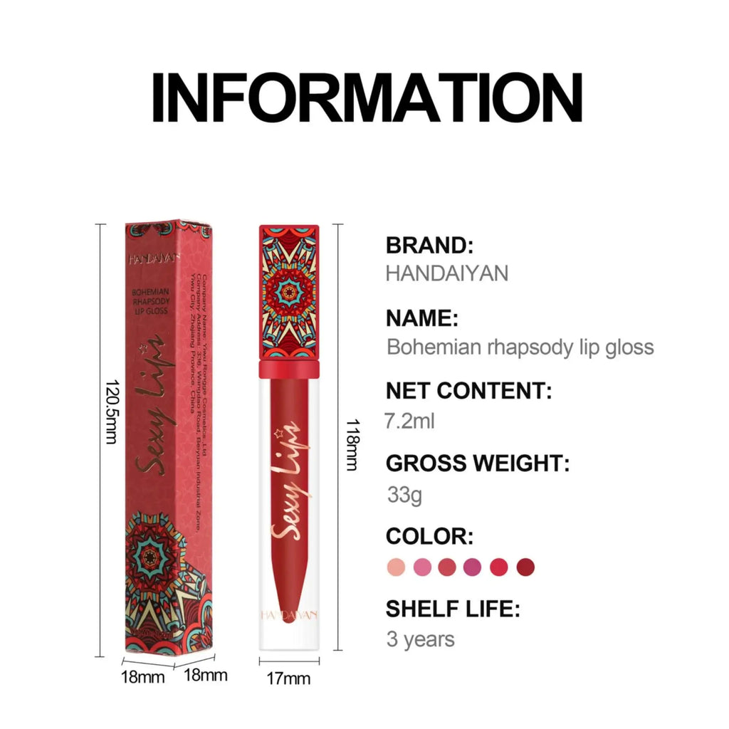 Bohemian Matte Liquid Lipstick 6 Earth Tones | Handaiyan Matte Liquid Lipstick HIP