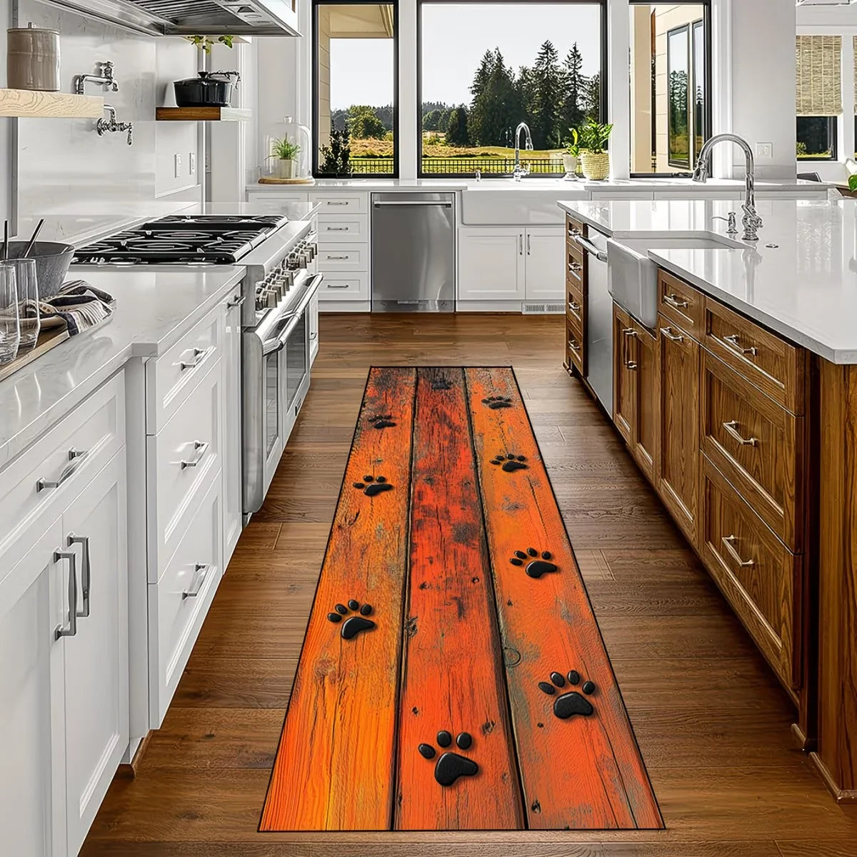 3D Dog Paw Print Runner Rug – Non-Slip Kitchen & Hallway Mat Runner Rug HIP