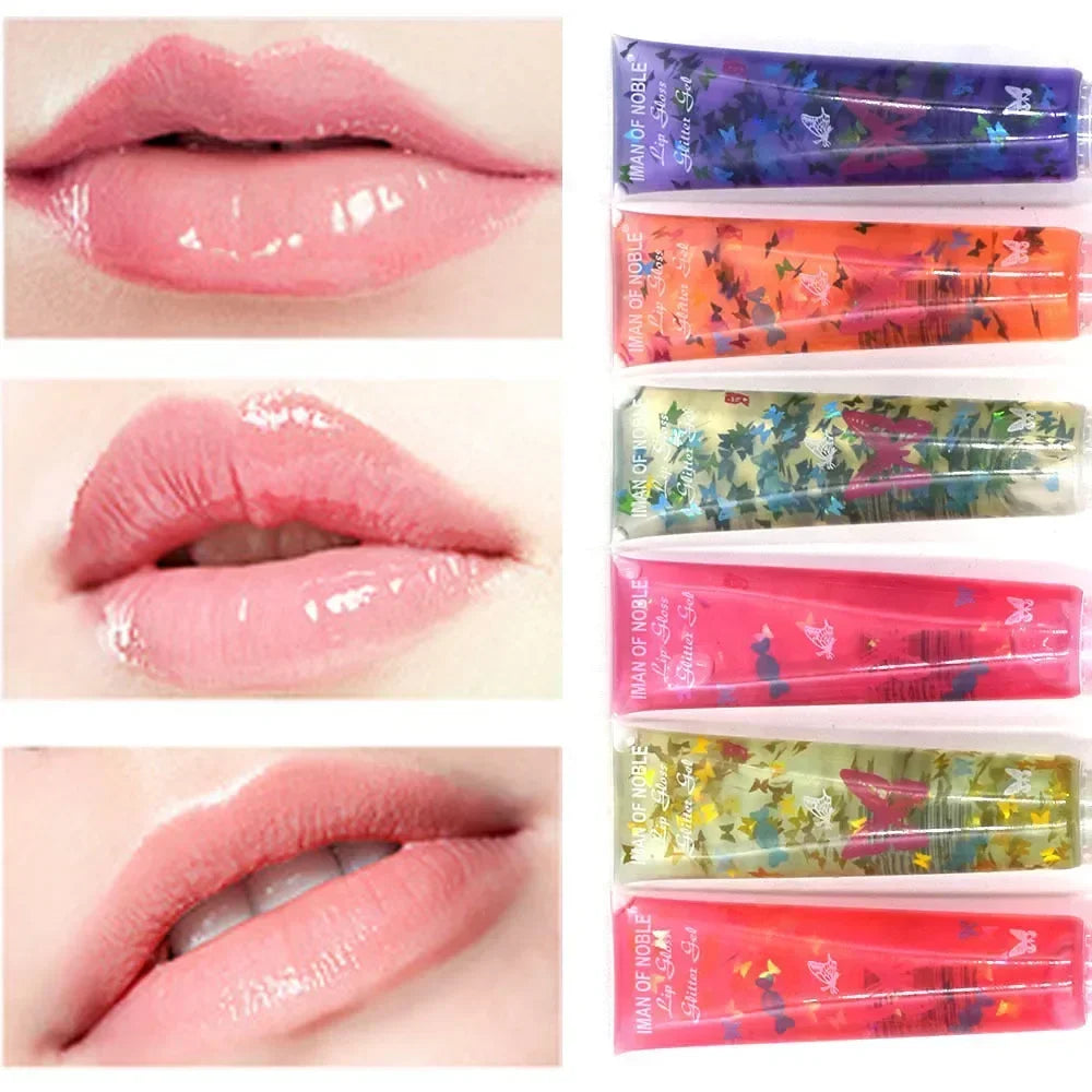 Sequins Lip Oil Jelly Fruit Lip Gloss Plumping Lip Balm Fades Lip-Lines Moisturizer Shiny Natural Plant Anti-Cracking Care HIP