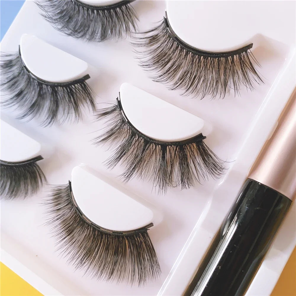 Magnetic Eyelashes 3D Mink Eyelashes Makeup Magnetic Lashes Eyeliner Tweezers Set Natural False Lashes Short Faux Cils HIP