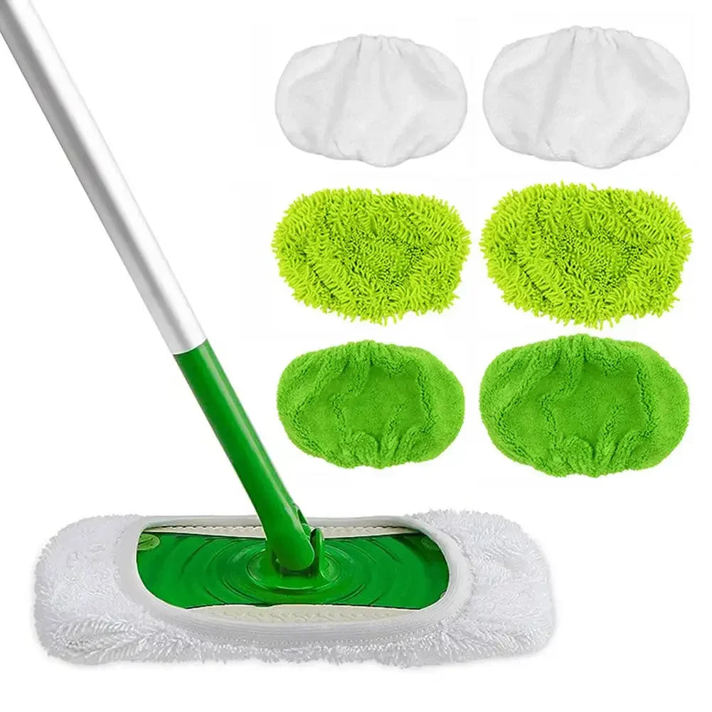 Sweep Wet & Dry Cleaning Cloths Reusable Microfiber Mop Pads Green Furniture Flooring Mop Head Replacement Washable Rag Towel HIP