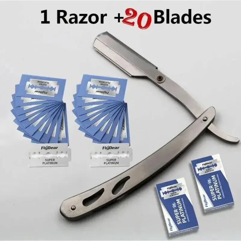 Men's Folding Straight Razor – Stainless Steel Barber Shaver Folding Straight Razor HIP
