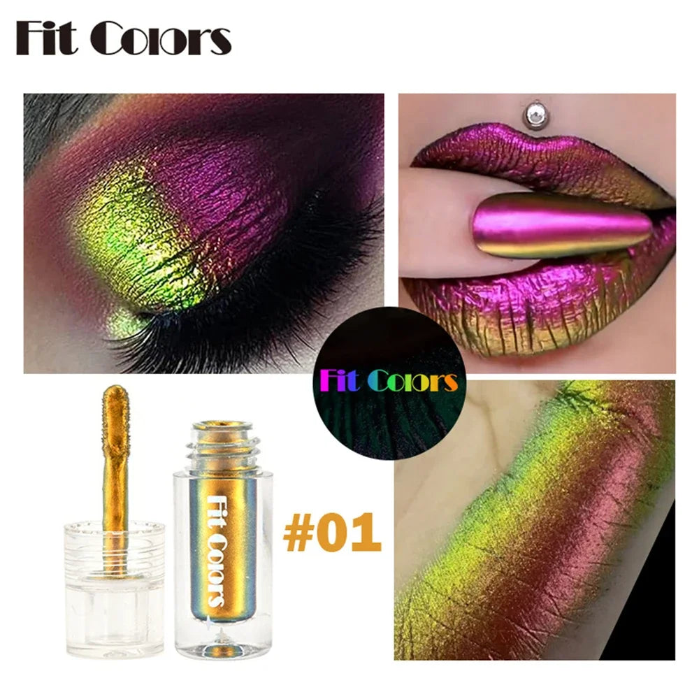 Aurora Multi Chrome Eyeshadow Pigments Long lasting Multi Chrome Chameleon Peacock Galaxy Chrome Glitter Liquid Eyeshadow HIP 01 Fit Colors
