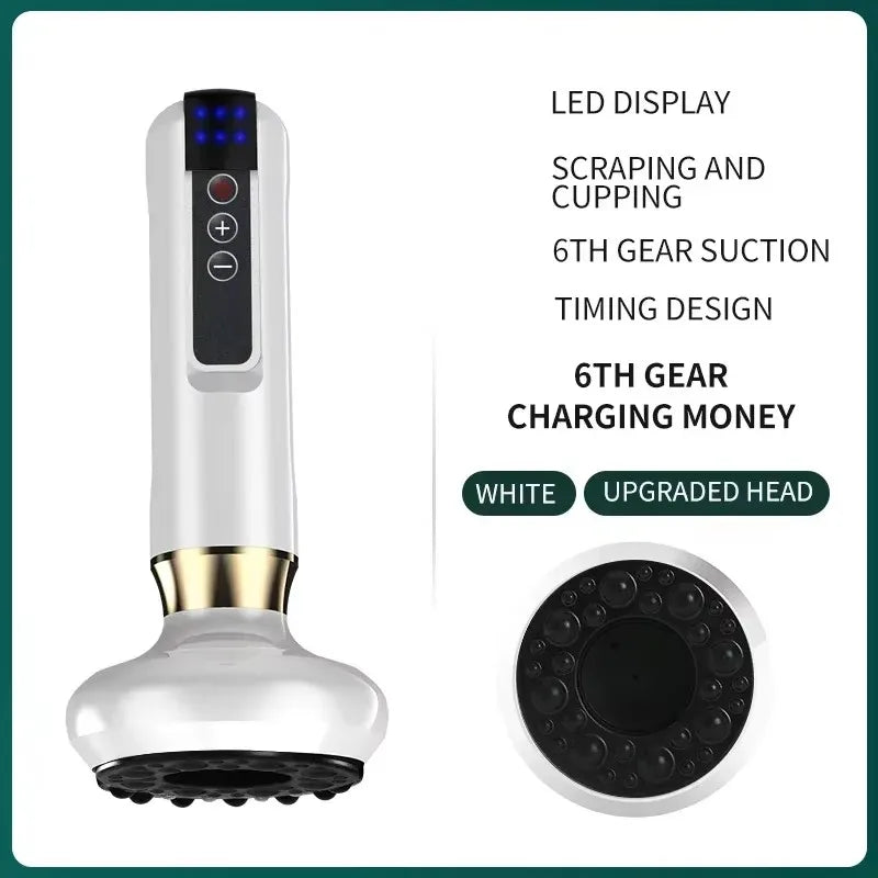 Electric Gua Sha Vacuum Massager with Infrared Heat | PAQIN Electric Body Massager HIP A11-6 White