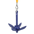 Marine Anchor Blue Aluminium Foldable Boat Kayak Anchor with Yellow Rope for Fishing Tools HIP Blue