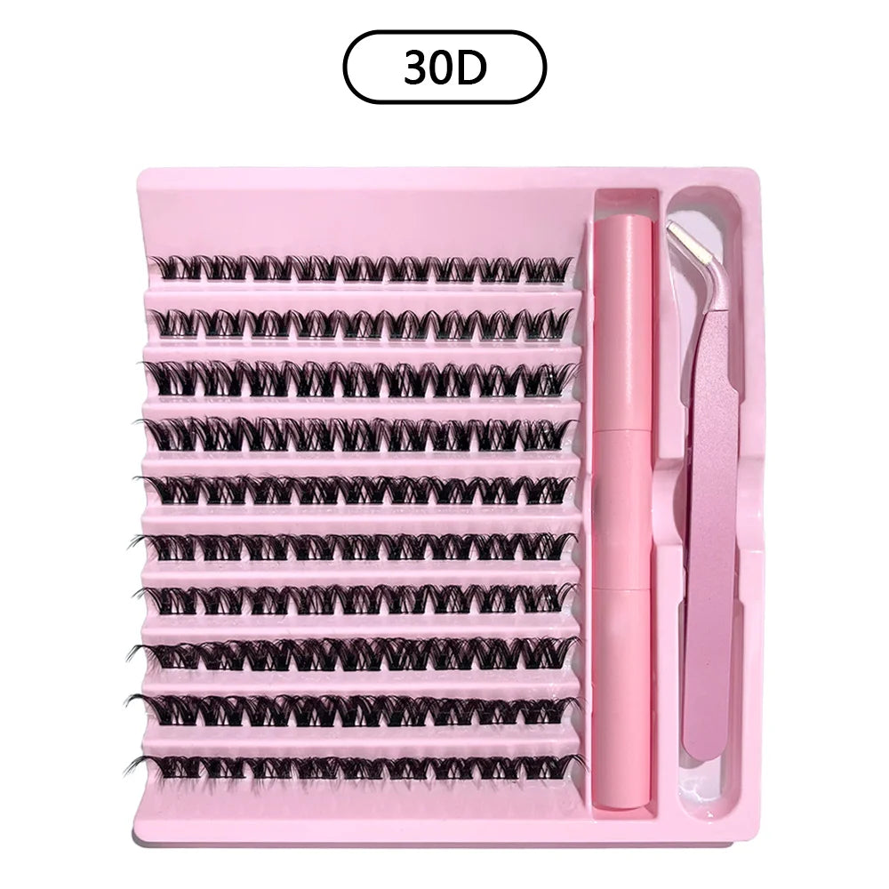 190-Pc 3D Cluster Lash DIY Extension Kit with Bond & Seal Cluster Lash Extension Kit HIP Eyelash Set