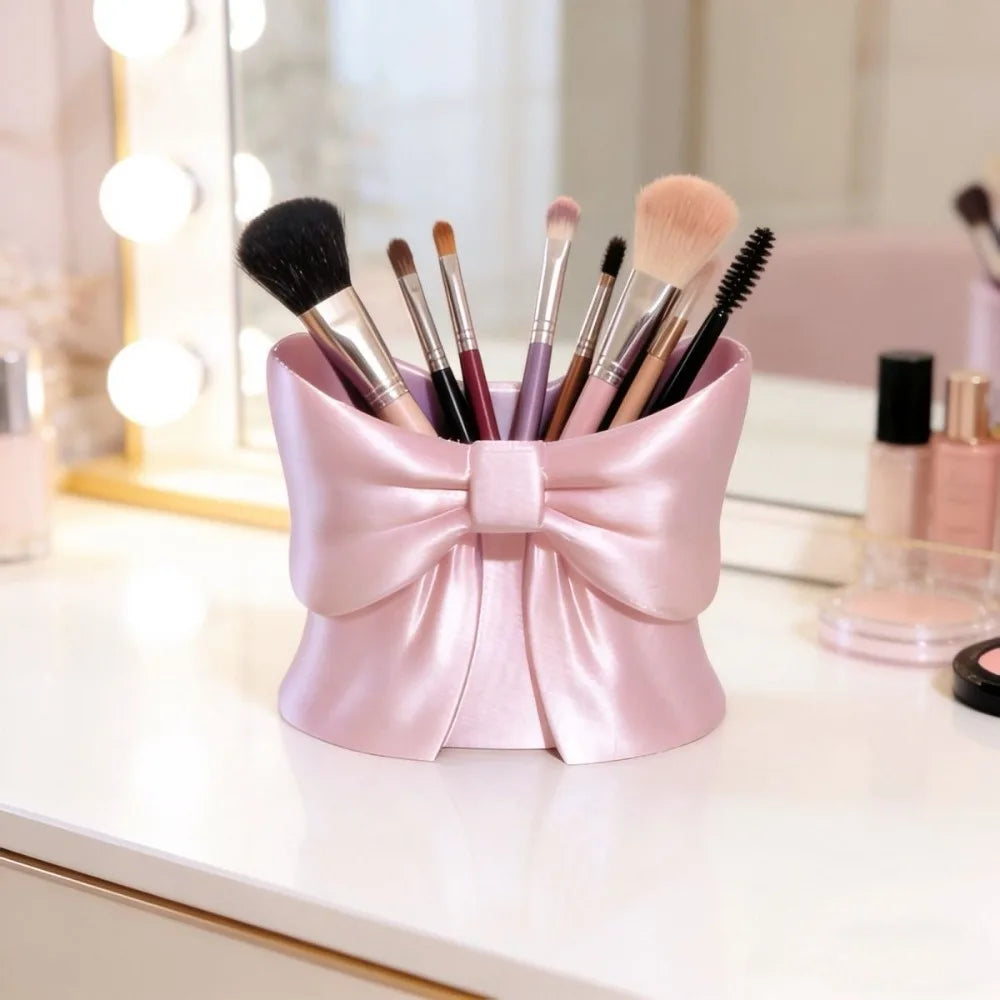 3D Printed Bow Makeup Brush Holder & Desk Organizer Makeup Brush Organizer HIP Pink