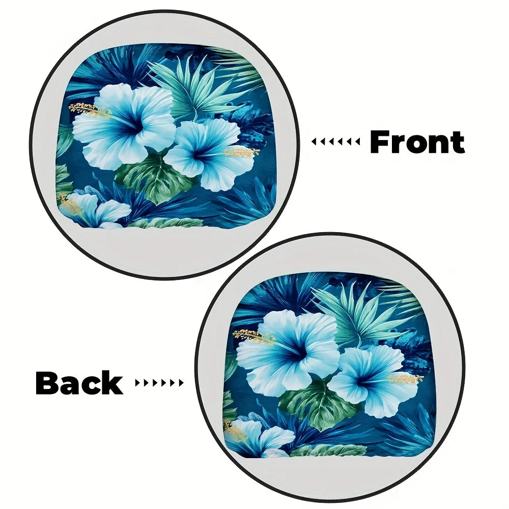 2-Pack Tropical Hibiscus Car Headrest Covers – Blue Floral Car Headrest Covers HIP