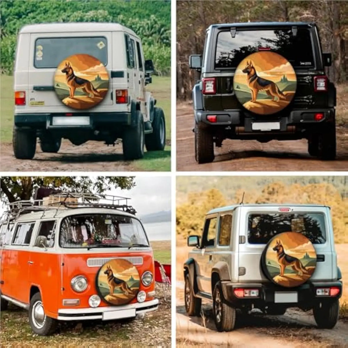German Shepherd Sunset Spare Tire Cover – Weatherproof 14–17" Spare Tire Cover HIP