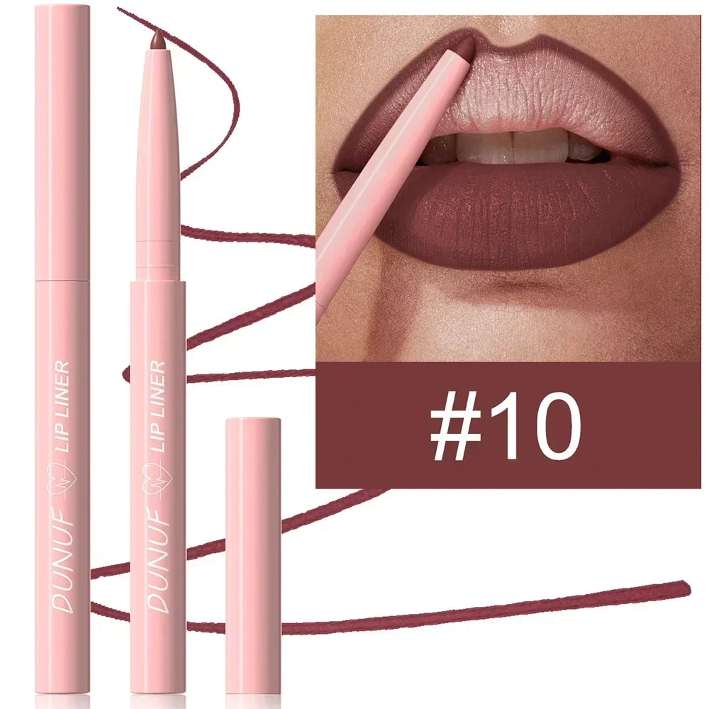 Tapered Nib Lip Liner Pencil Matte Red Brown Plumping Lip Stain Lasting Waterproof Fine Lipstick Slim Lip Outline Contour Makeup HIP 10