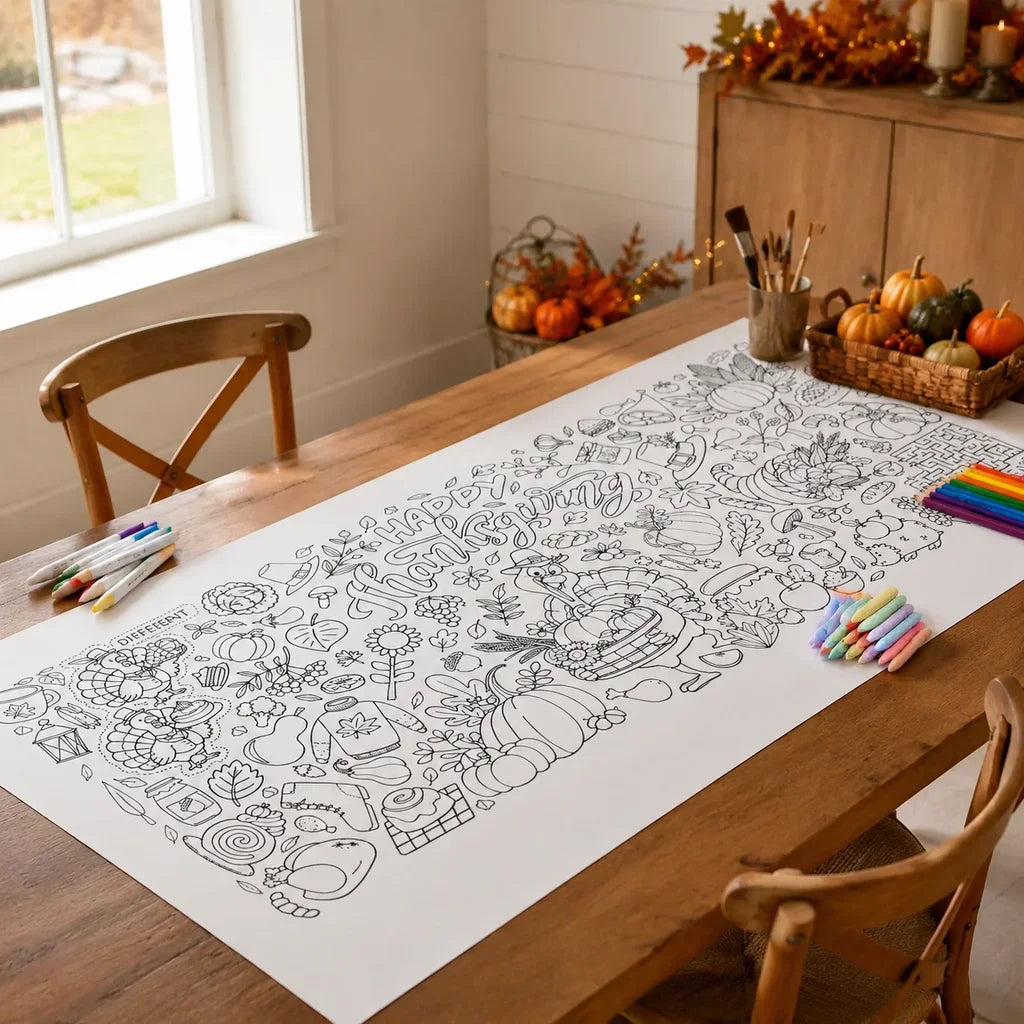 Giant Doodle Drawing Table Cover 76x183cm DIY Coloring Tablecloth Sports Halloween Thanksgiving Theme HIP