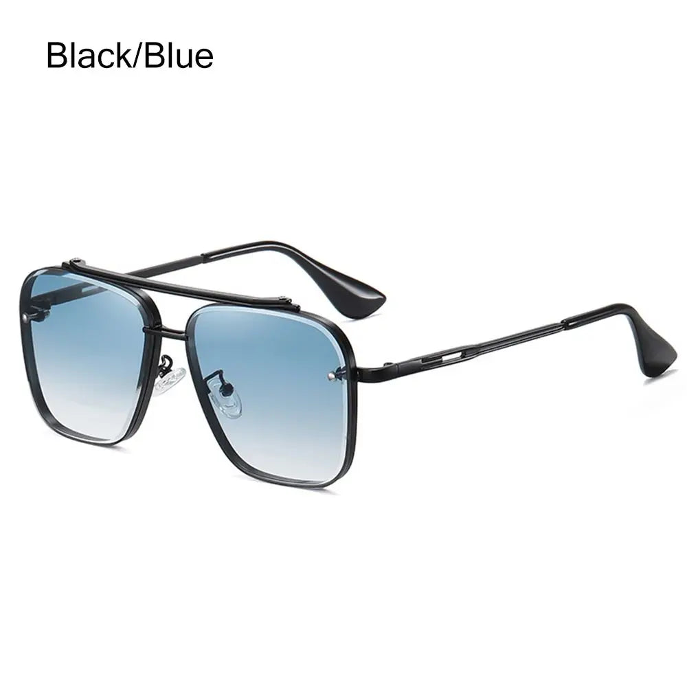 Metal Frame UV400 Sunglasses – Unisex Punk Driving Shades Fashion Sunglasses HIP Black Blue