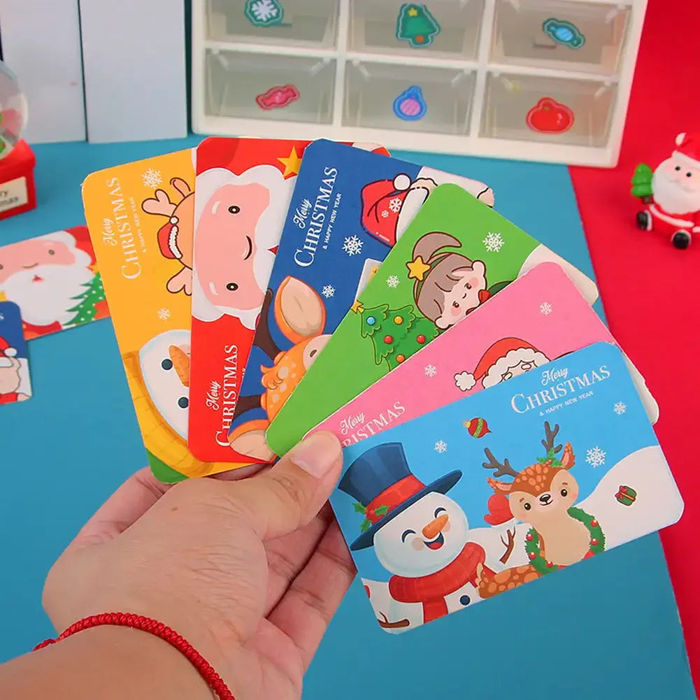 20pcs Cartoon Christmas Scratch Card Children's Christmas Handwritten Interactive Scratch Award Card Reward Lucky Scratch Decor HIP