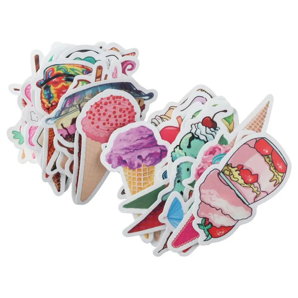 100-Piece Cute Ice Cream PVC Stickers – Crafts & Decor Craft Sticker Pack HIP