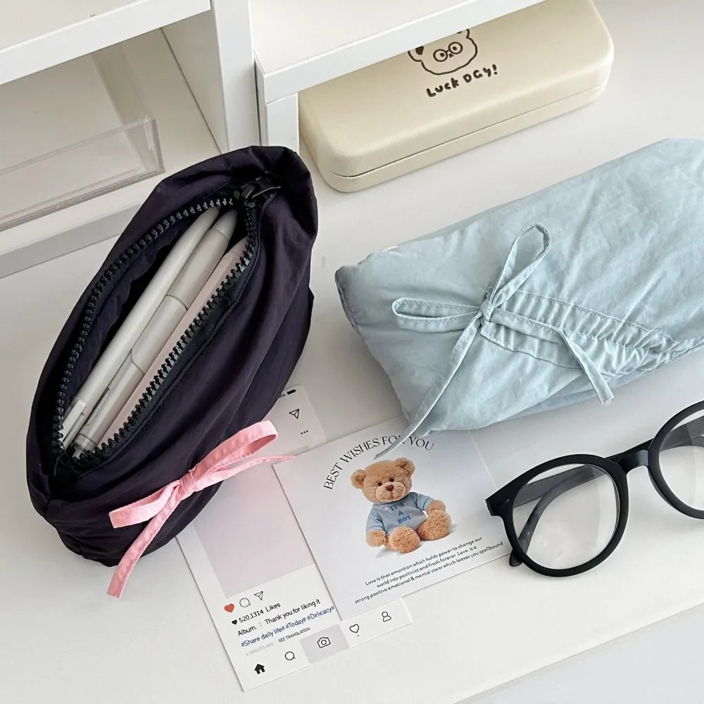 Large Capacity Bowknot Pencil Case – Cute Bow Stationery Pouch Pencil Case HIP