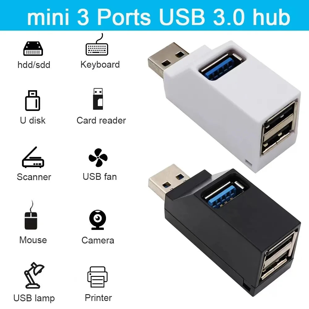 USB 3.0 Hub Splitter – 3-Port Adapter for Laptop & Car USB Hub Splitter HIP