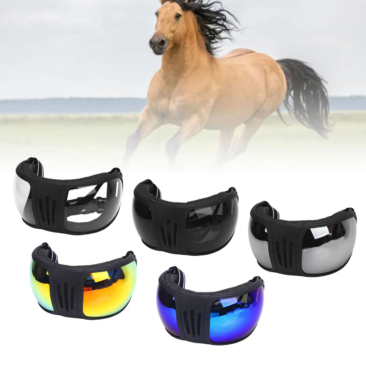 Horse Racing Goggles Horse Racing Goggles Plastic Windproof Sand Proof Protective Sports Horse Sunglasses for Harness Supplies HIP
