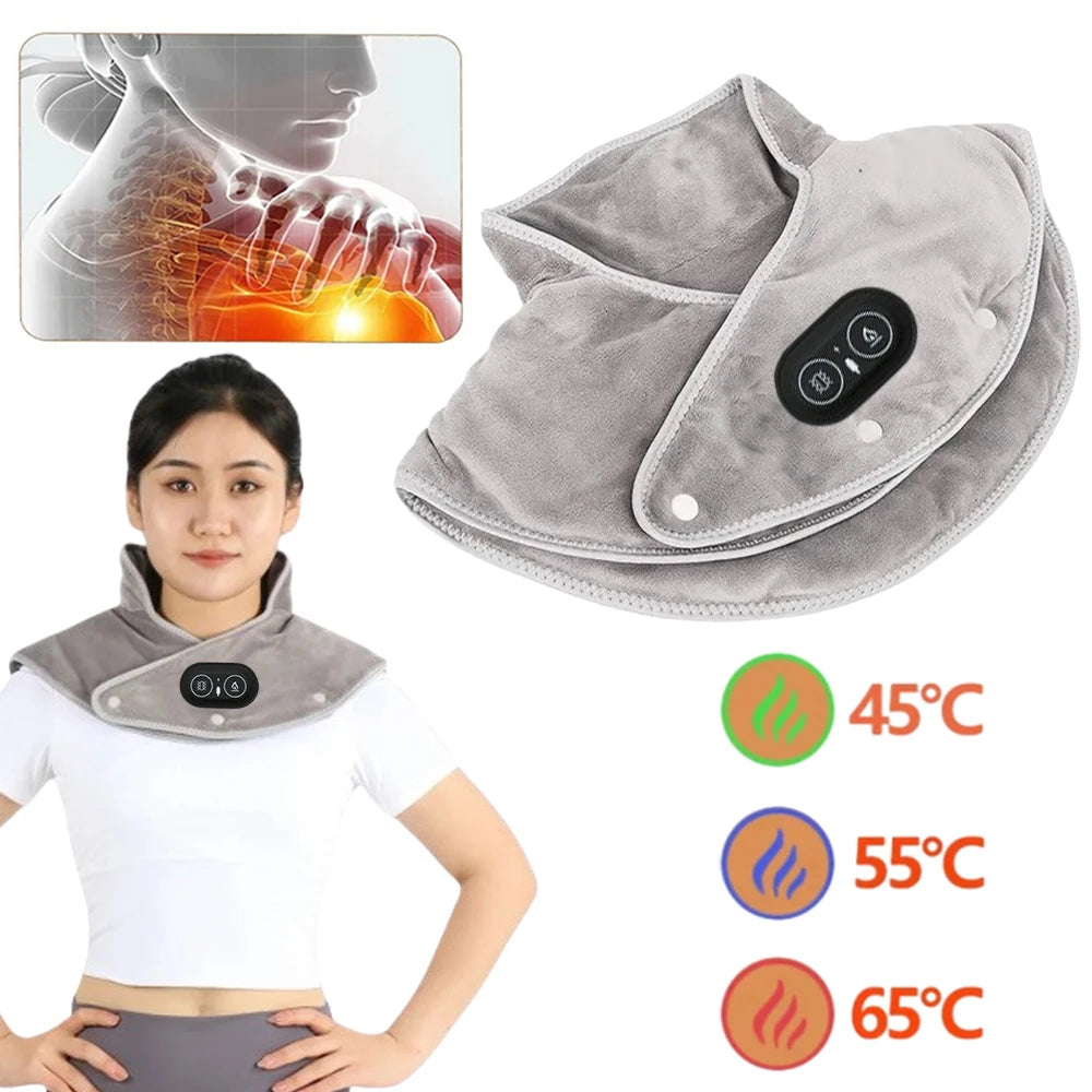 Electric Heated Neck & Shoulder Wrap – 3-Level Thermal Massager Heated Neck Wrap HIP