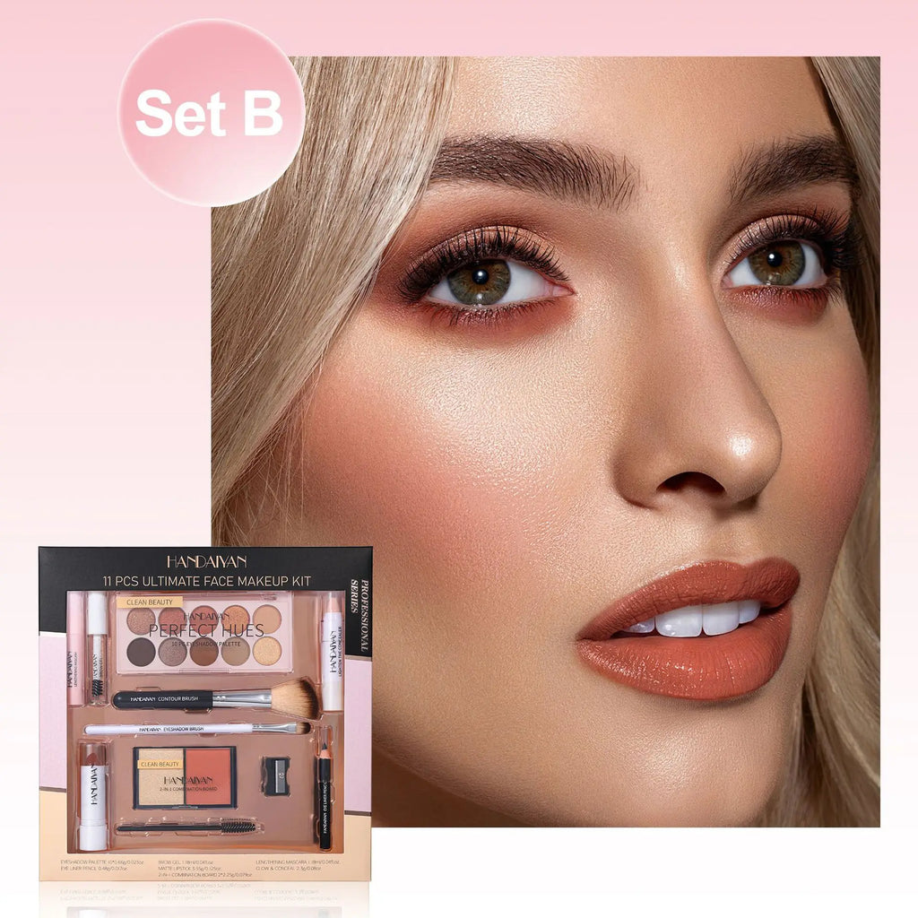 Handaiyan 11-Piece Makeup Kit – Eyeshadow, Contour & Blush Face Makeup Set HIP 02