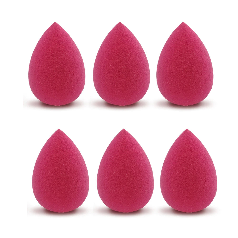 6pcs Mini Makeup Sponge Puff Beauty Powder Sponge for Makeup Concealer Liquid Foundation Face Cosmetic Puff Make Up Sponge HIP Rose Red No Bag
