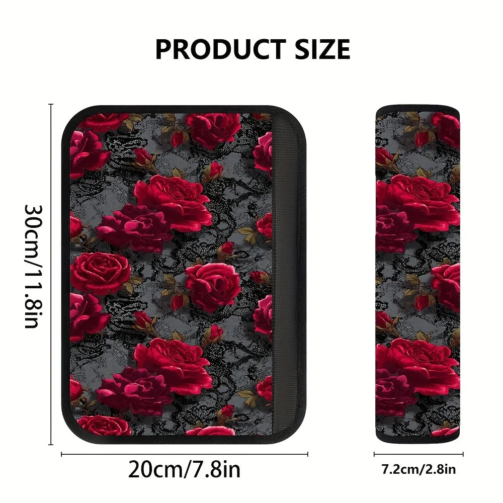 Red Rose Lace Car Seat Belt Shoulder Pad Covers – Set of 2 Seat Belt Cover HIP