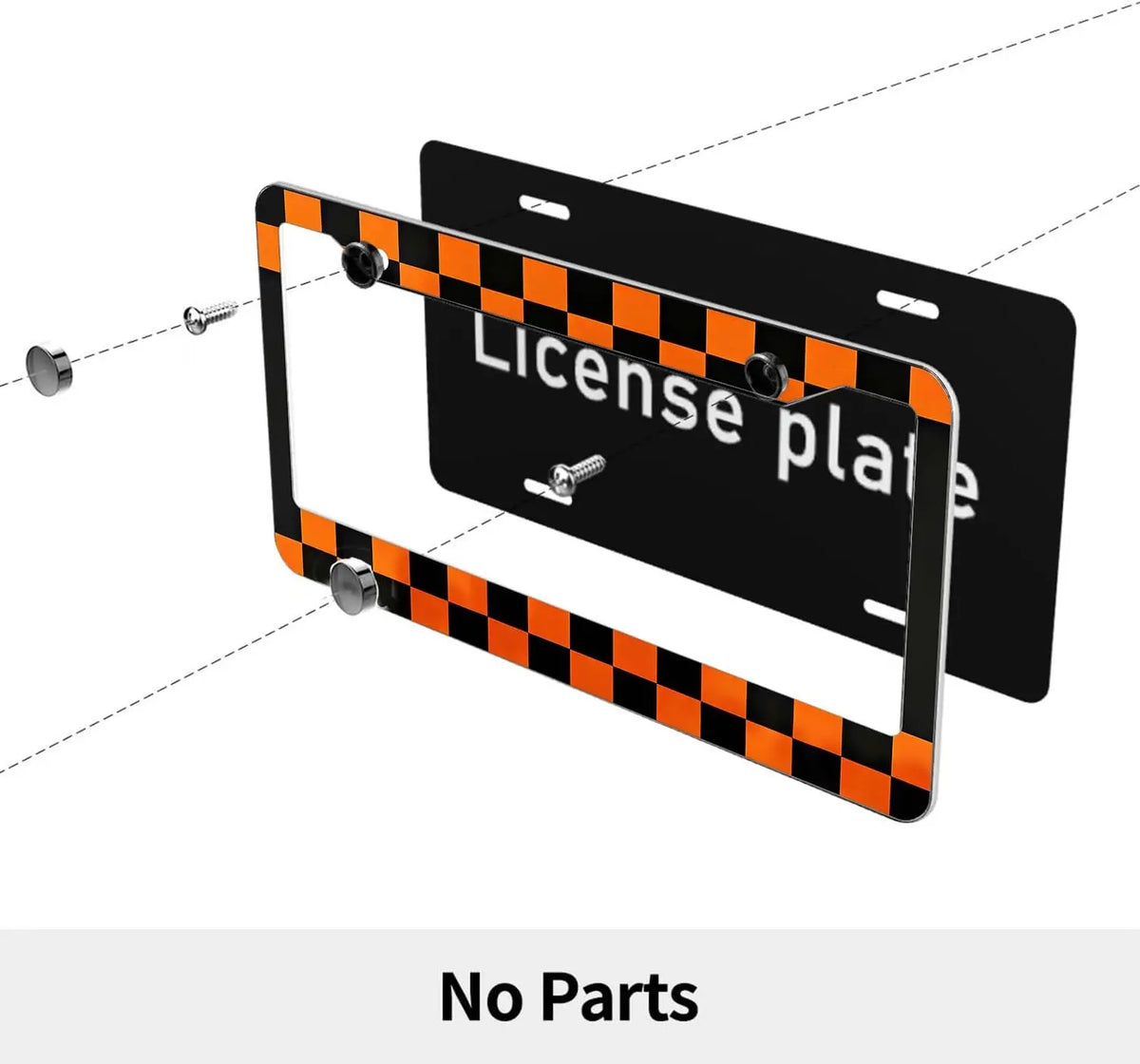 Racing Checkered License Plate Frame 2-Pack – Orange & Black License Plate Frame HIP